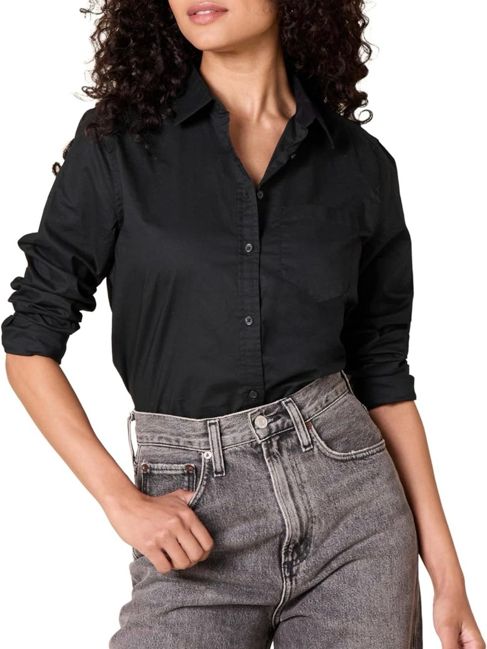 NWT Amazon Essentials Womens Long Sleeve Button Down Poplin Shirt